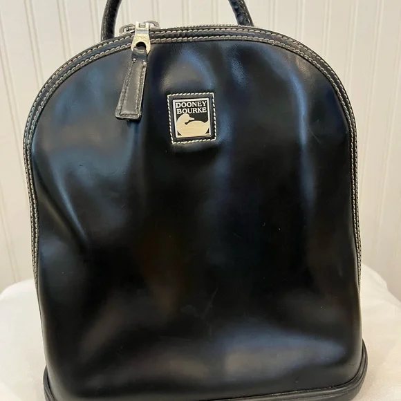 Dooney & Bourke Vintage Black Leather Pod Backpack & Pouch display picture 3